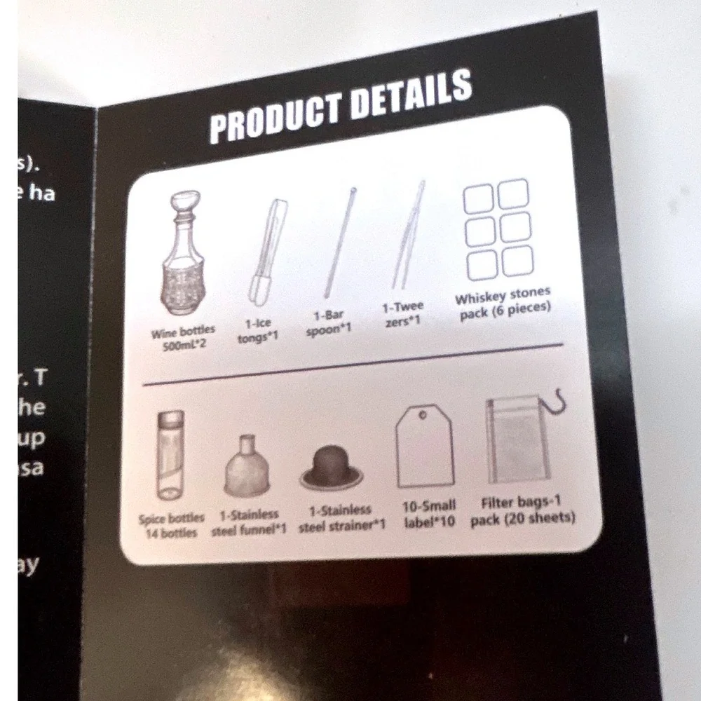 Wishweaver Premium Whisky Infusion Kit 2 Decanters 14 Spices Whiskey Stones Set